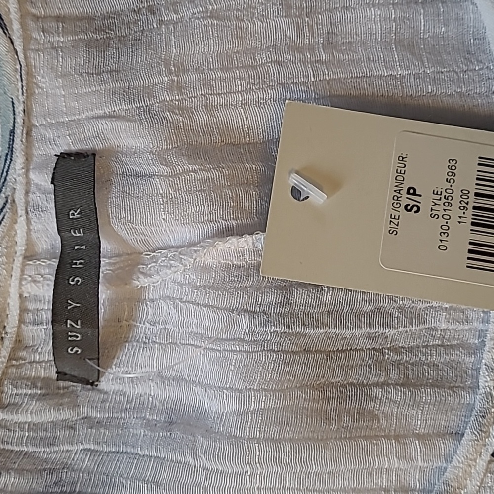 NWT Floral Lagenlook Maxi Dress Suzy Shier flowy gauzy crinkle Modest White - Picture 2 of 6
